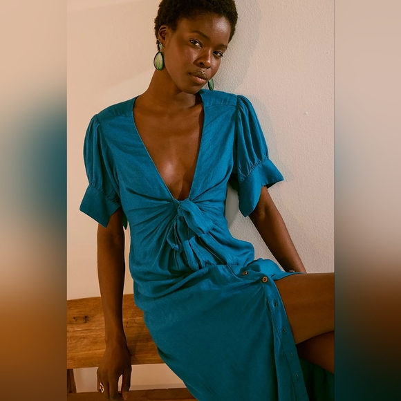 NWOT Free People Vintage Summer Midi Dress - Seaport - Picture 2 of 8